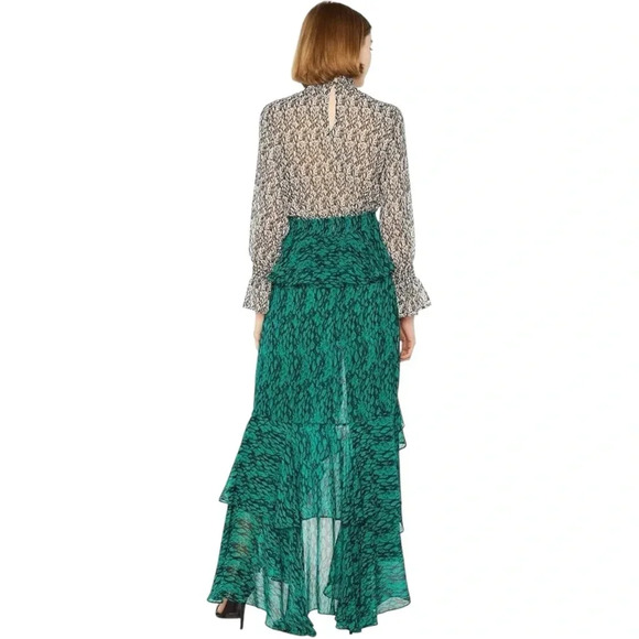 MISA LOS ANGELES | Giana Snakeskin Top | Long Sleeve SemiSheer Smocked Blouse XS - Picture 4 of 12